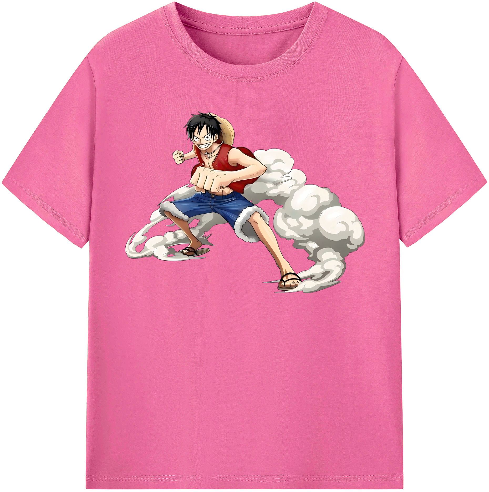 ワンピース モンキー・D・ルフィ ONE PIECE Monkey D. Luffy レディースカジュアルプリントTシャツ（綿100％）